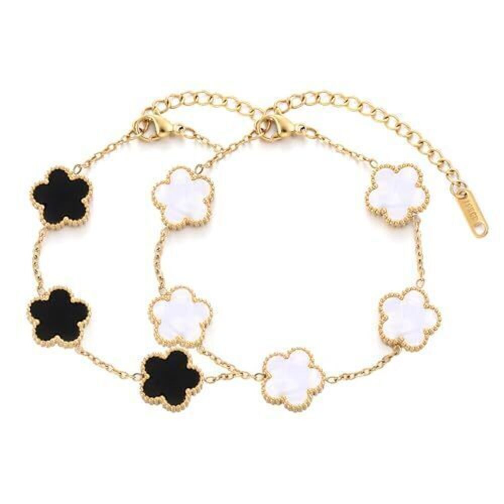 4288 TICVSS Four Leaf Clover Bracelet 18K Gold Plated Stainless Steel Lucky